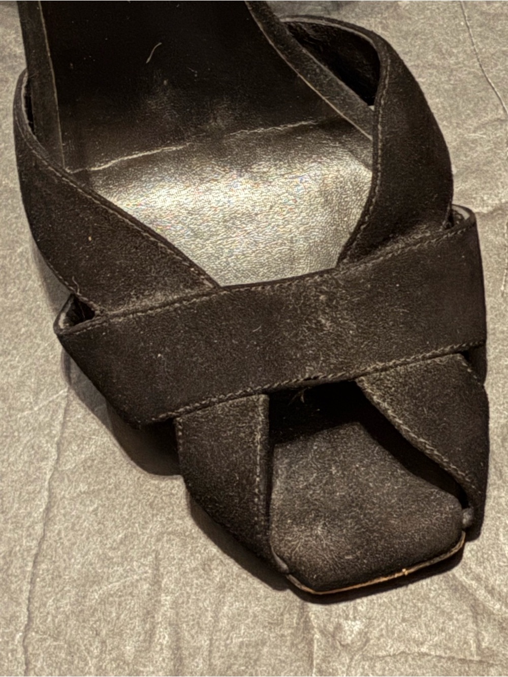 Prada Black Suede Knotted Ankle-Strap Stiletto Sandals size 40 - Picture 5 of 10